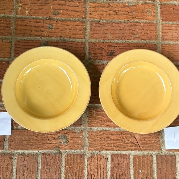 Set of 2 Pier 1 Toscana Gold Earthenware Wide Rim Soup or Pasta Bowls 9.5”W - Picture 1 of 5